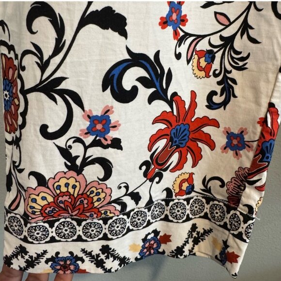 Nicole Miller Linen Floral Beach Resort wide-leg pants 6 high-rise vaca boho 80s - Picture 3 of 10